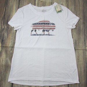 Roper Women's Short Sleeve American Patriotic Buffalo T-Shirt - White